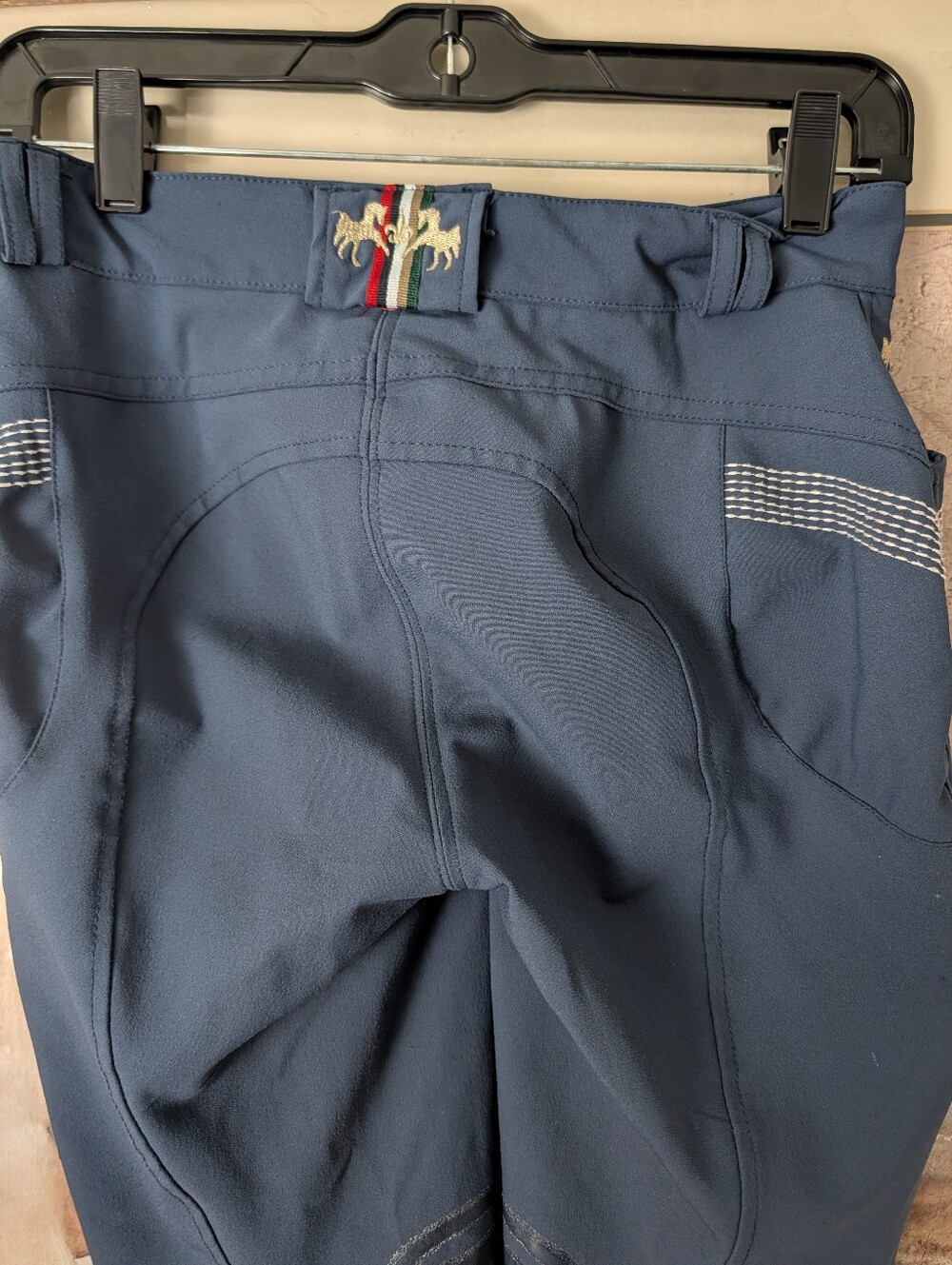 Equine Couture Let's Ride Knee Patch Breeches - Slate Blue, Gutos Closure, Sz 26 - Picture 5 of 10